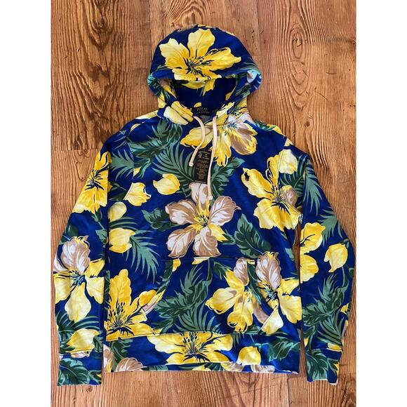 Polo Ralph Lauren Men Tropical Hawaiian Floral Graphic Terry Hoodie Size S NWT - Picture 1 of 11
